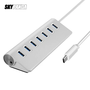 

7-port Type-C USB 3.0 Hub Aluminum Alloy 60cm Cable Portable Charging Splitter For Laptop Desktop