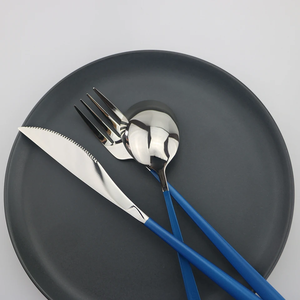 クーシコッサ　スプーン　4本セット 3-Piece Korean Colorful Blue-Silver Eco-Friendly Portable