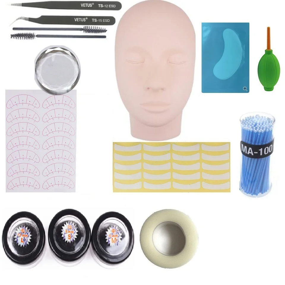 

False Eyelashes Professional False Eyelashes Extension Practice Kit Grafting Eyelash Tools for New Starter Eye Makeup Tool