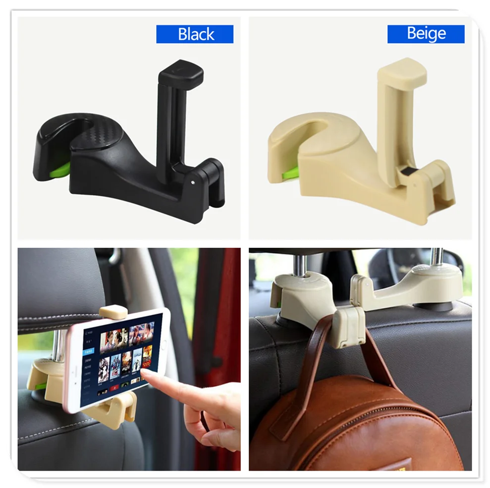 

Car Headrest Hook with Phone Holder Seat Back Hanger for Toyota Yaris Tundra Tacoma RAV4 Corolla Aygo Avalon Auris