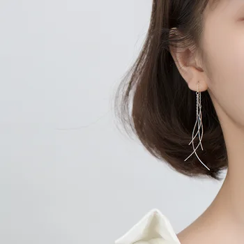 

La Monada Trendy Arc Tassel Women Drop Silver Earrings 925 Sterling Silver Fine Jewelry For Women Long Hanging Korean Earrings