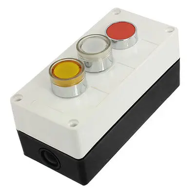 

DC 12V Yellow Wht Signal Lamp Red Flat Cap Momentary Switch Push Button Station