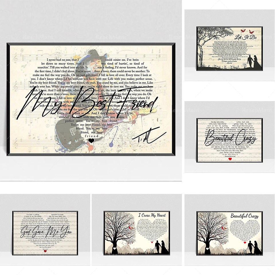 Luke Combs Beautiful Crazy Lyrics Poster Best Gift Ever Lyrics Print Song Lyrics Poster Lyrics Wall Art Decor Home Decor Painting Calligraphy Aliexpress