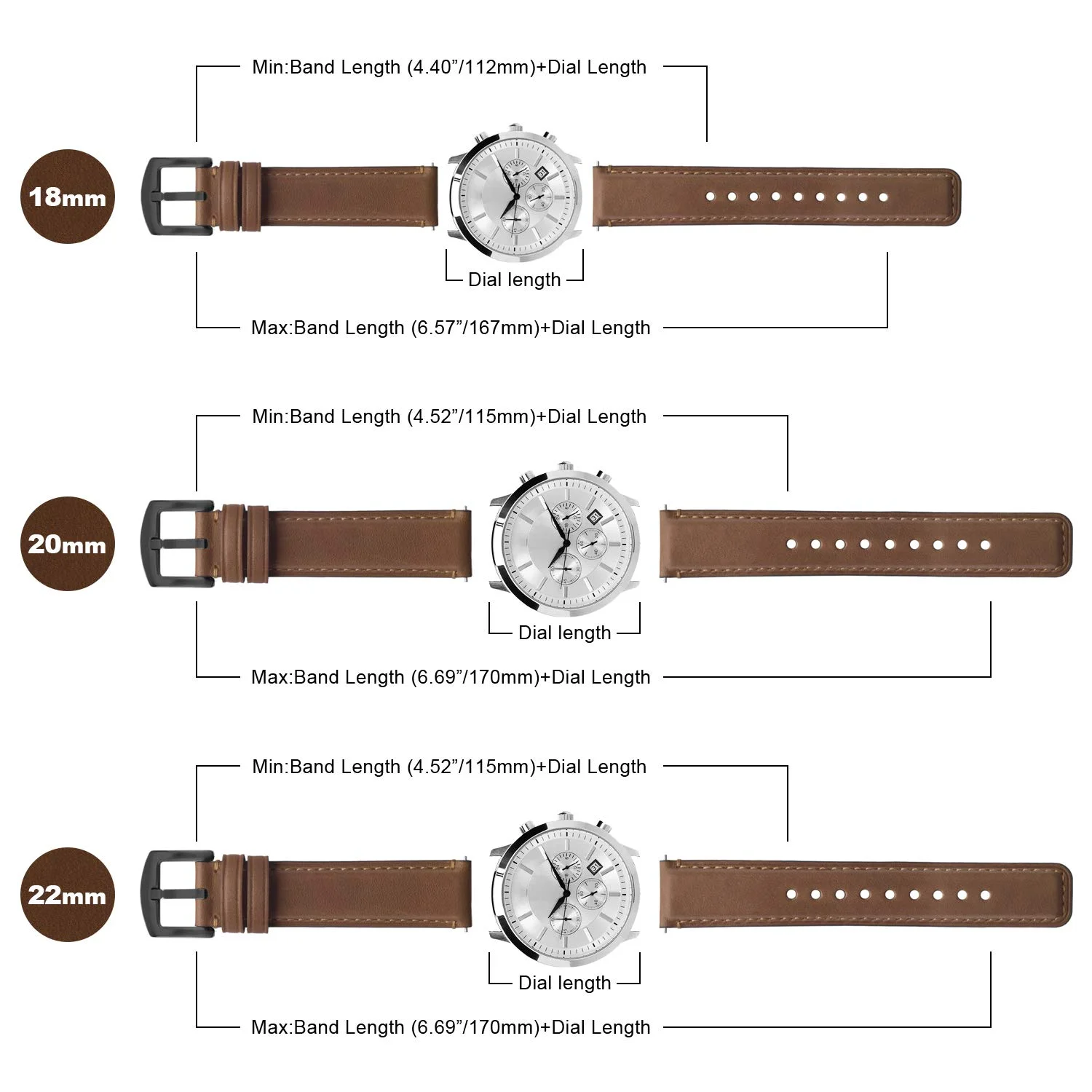 Fullmosa for Galaxy Watch 5 20mm Watch Band 22mm Quick Release Genuine Leather 18mm Strap for Huawei Garmin Amazfit Smartwatch
