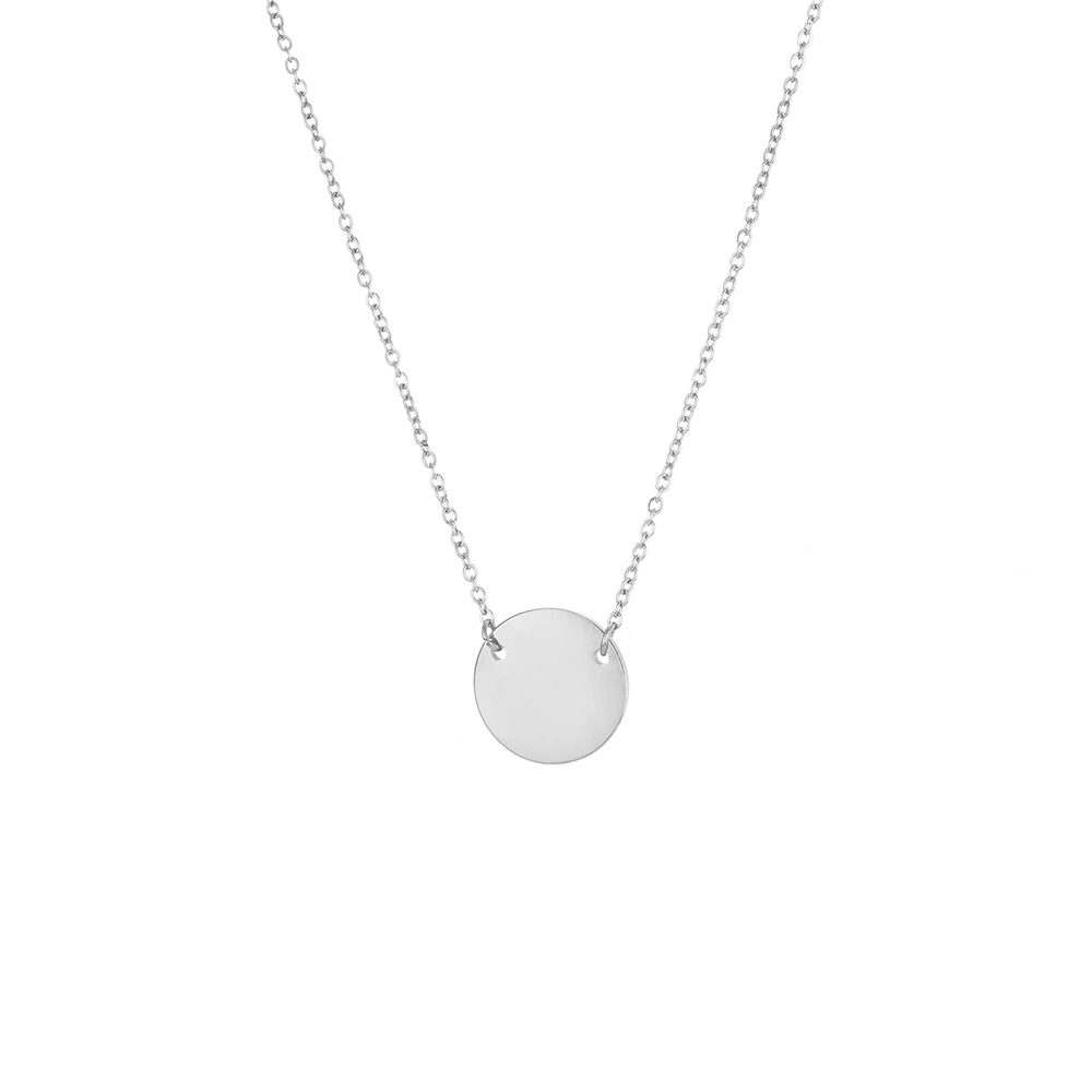 Элегантное гладкое круглое ожерелье с круглой подвеской для женщин, высокое качество, нержавеющая сталь, золото, серебро, ожерелье, ювелирное изделие