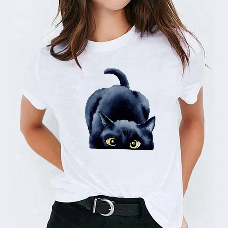 Poging voorjaar Overdreven Stijlvolle T shirts Voor Vrouwen Cartoon Grappige Kat Mooie Casual Animal  Kleding Mode Dames Print Lady Womens 2021 Tee T T shirt|T-shirts| -  AliExpress