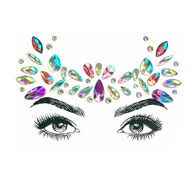 1 шт. Новогодняя наклейка для бровей и лица|Глиттер шиммер| |