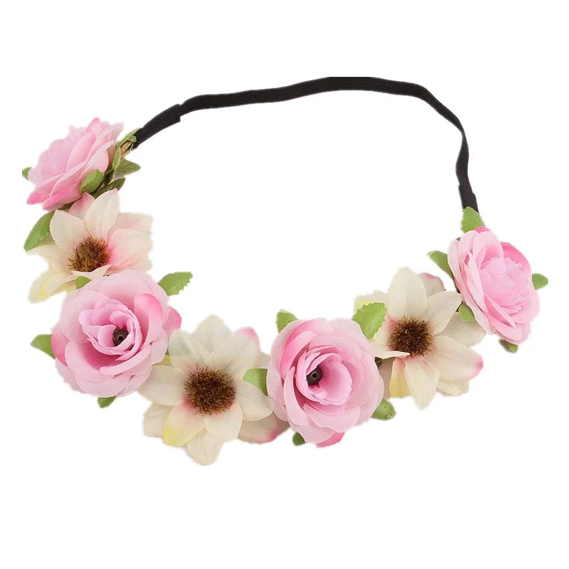 Rose flower headband small fresh photo accessories Bohemian seaside holiday wreath headdress - Цвет: 19-6