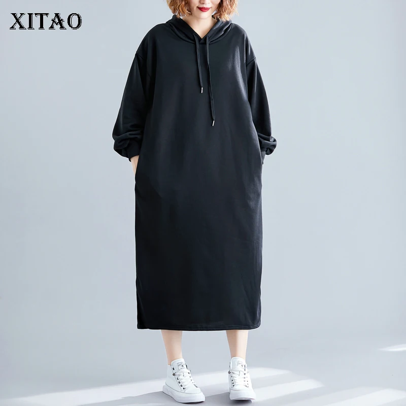 XITAO Повседневная шляпа с длинным рукавом Миди платье Мода корейский стиль