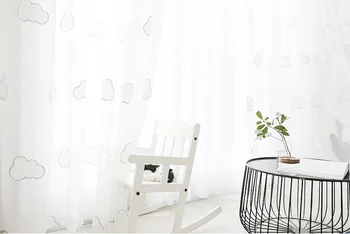 

Tulle window curtain Blue Sky and white cloud screening child sheer curtains for the bedroom cortina rideaux
