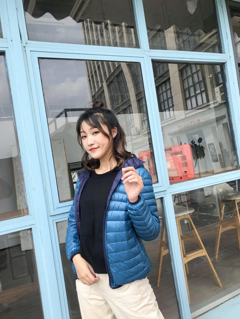 New Style Autumn And Winter Warm Slim Fit Slimming Stand Collar Double-sided Wear Thin down Jacket Women's Short Coat Rever