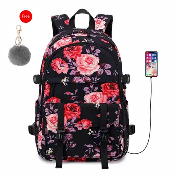 

Fashion Printing Laptop Backpack Women Canvas Bags Men Canvas Travel USB Charging Backpacks Casual Bag School Bags For Teenager