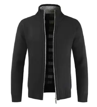 

Hot 2020 New Men's Jacket Collar Zipper Jackets Men Solid Cotton Thick Warm Casual Sweater Coat