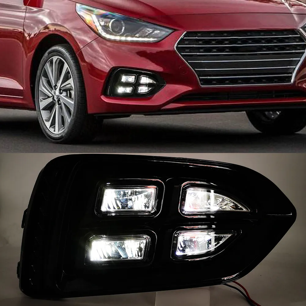 Автомобильная мигающая 1 пара автомобиля DRL лампа водонепроницаемый Светодиодный дневной ходовой светильник противотуманная фара крышка для hyundai Solaris Accent