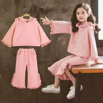 

New 2020 Kids Girls Clothes Set T-shirts + Wide Leg Pants Autumn Winter Children's Clothing Outfits Teenage 6 7 8 9 10 11 Years