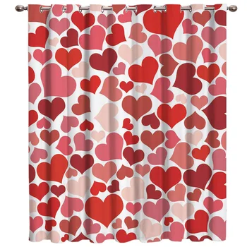 

Valentine'S Day Red Heart Love Window Treatments Curtains Valance Room Curtains Large Window Window Curtains Dark Kitchen