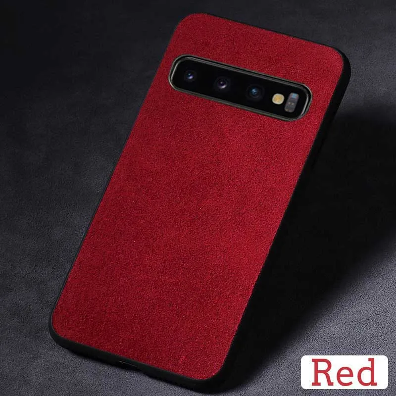 Red Чехол для телефона для samsung Galaxy S10 S8 S9 Note 8, 9, 10, плюс S7 край A7 A8 J5 J6 J7 A70 A50 A40 замшевая кожаная накладка на заднюю панель телефона - Цвет: Red