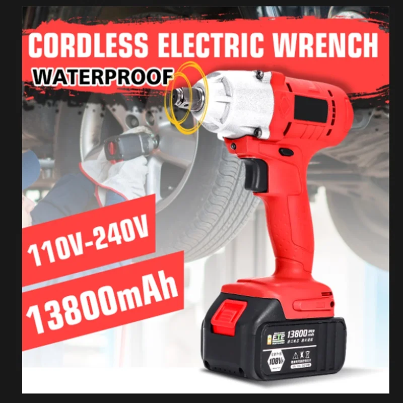 

108VF 13800mAh 320Nm Brushless Cordless Electric Wrench Impact Driver Power Tool Rechargeable Lithium Battery Household Drill