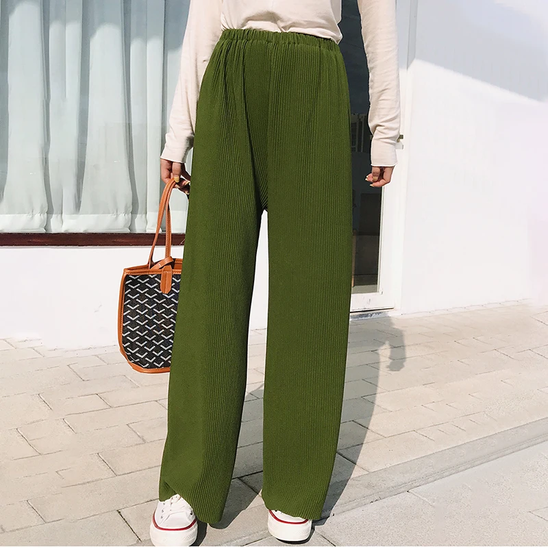 SexeMara/2019 г. Осенняя Новинка, эластичная талия, плиссированная, однотонная, длина по щиколотку, женские модные свободные брюки CPT028