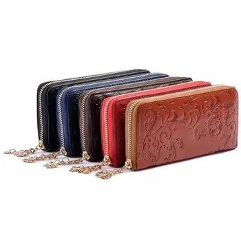 

Women's Leather Flower Wallet Long Handbag Organizer Credit Card Holder Zipper Bag Phone Pouch