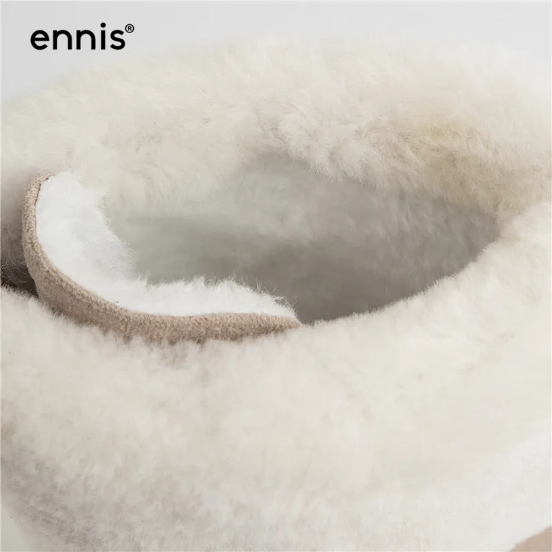 ENNIS/теплые зимние сапоги; женские зимние сапоги на меху; узкие сапоги из искусственной замши на платформе; обувь из плюша с кружевом сзади; модная кожаная обувь черного цвета; A9372