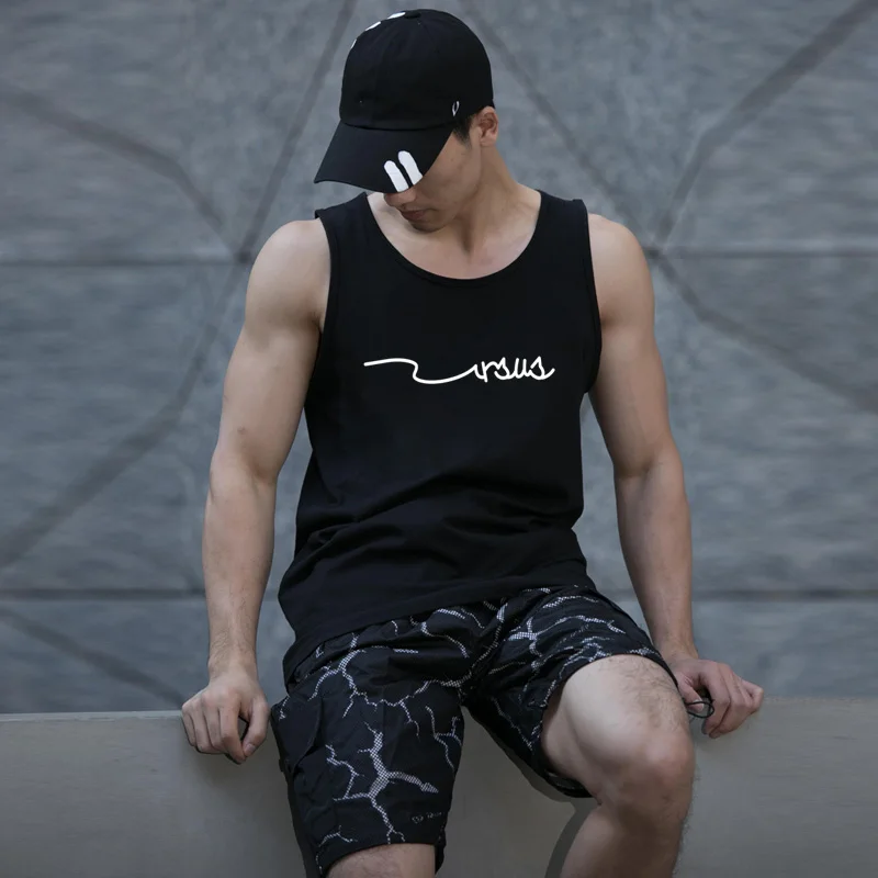 Майка мужская с принтом простой топ из чистого хлопка спортивная одежда Летние