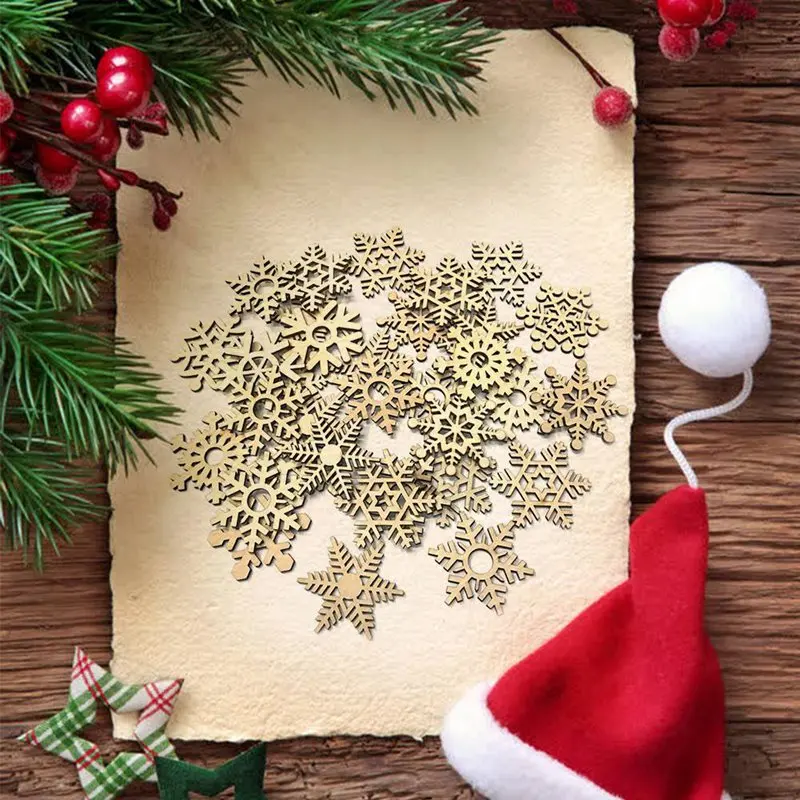 10 Pcs Cup Mats Assorted Wooden Snowflake Xmas Wedding Tree Hanging Ornament Decoration Christmas Mug Coasters Holder