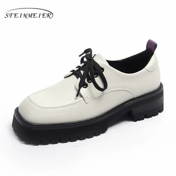 

Women Leather Flats platform Oxford Shoes Woman Sneakers lady brogues Vintage Casual shoes for Women Footwear 2020 black white