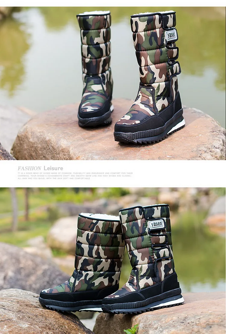 Desert boots men winter snow mia calf boots warm plush shoes classic style fashion Camouflage male boots