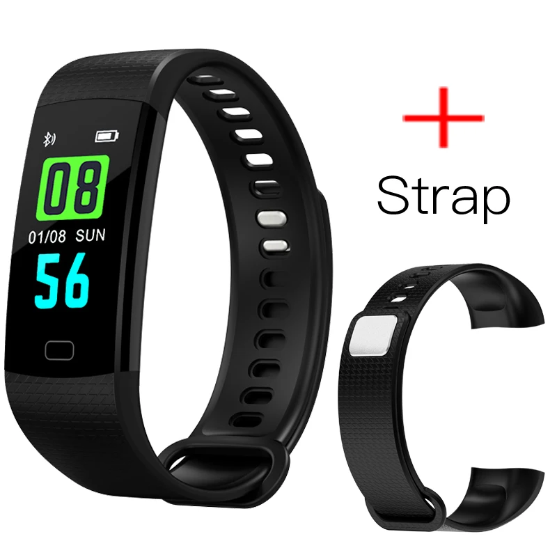 black add strap LYKRY Y5 умный Браслет Шагомер Браслет кровяное давление монитор сердечного ритма фитнес-трекер для xiaomi honor - Цвет: black add strap