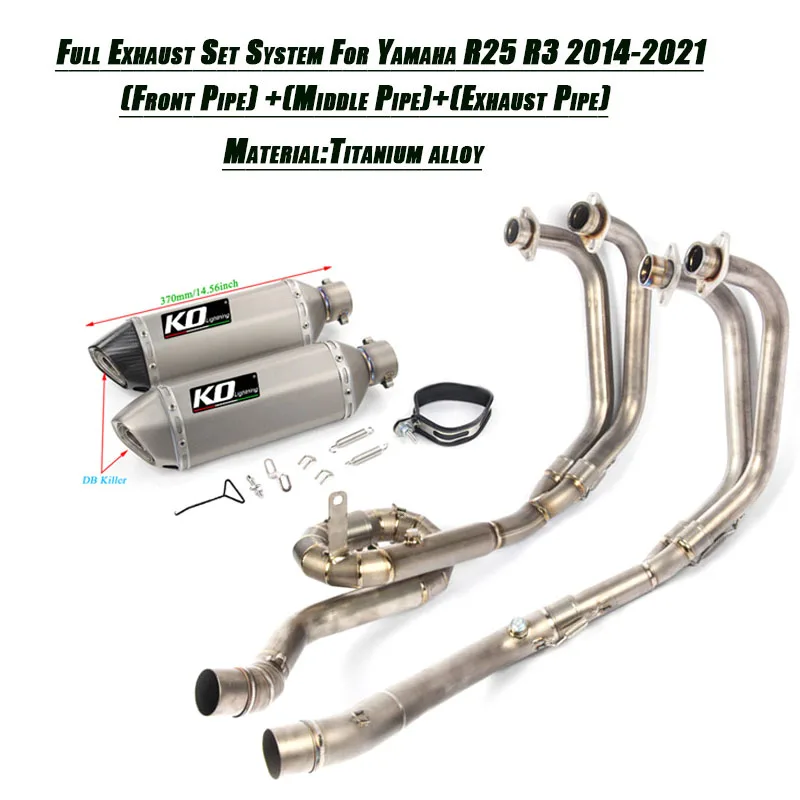 

Motorcycle Full 51mm Exhaust Titanium Alloy Set System Lossless installation Silp on For Yamaha R3 R25 2014-2021