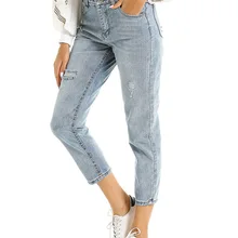 KALENMOS женские джинсы с высокой талией свободные пуговицы на молнии Одежда Новая мода повседневные женские осенние зимние эластичные джинсы узкие брюки