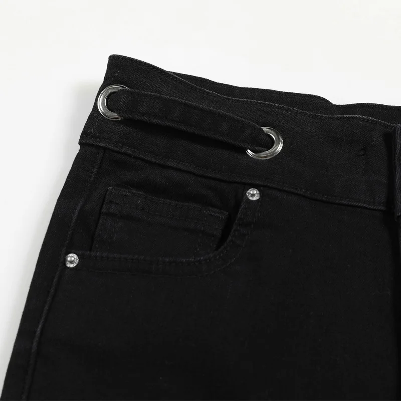 Autumn and winter women's jeans casual solid color high waist stretch slim flared jeans