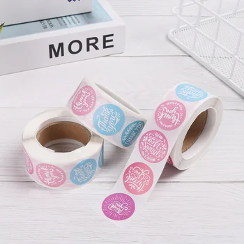 

500PCs/Roll Thank You Patterns Stickers Package Label for Cookie Bags Scrapbooking Christmas Gift Decor Stickers Sealing Sticker