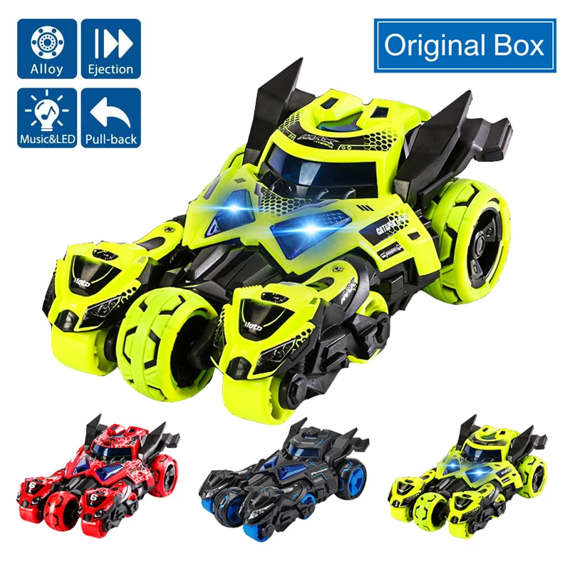 3-in-1 Pull Back Car Toys Creative 2 Launch Motorcycles Vehicles With LED Lights and Sound Effects Children Hands-on Car Gifts