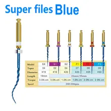 1 компл.(6 шт.) зубные Endo роторные файлы суперфайлы синий для корневого канала Файлы подготовки Двигателя использовать Niti