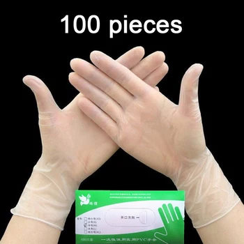 

100PCS Disposable PVC Rubber Powder-free Transparent Gloves Thickened Isolate Harmful Substances To Protect Health