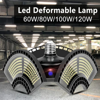 

Deformable Garage Light LED E27 Ceiling Lamp AC 100-277 Folding Ligths Sensor 60W 80W 100W 120W High Brightness Workshop Lamp