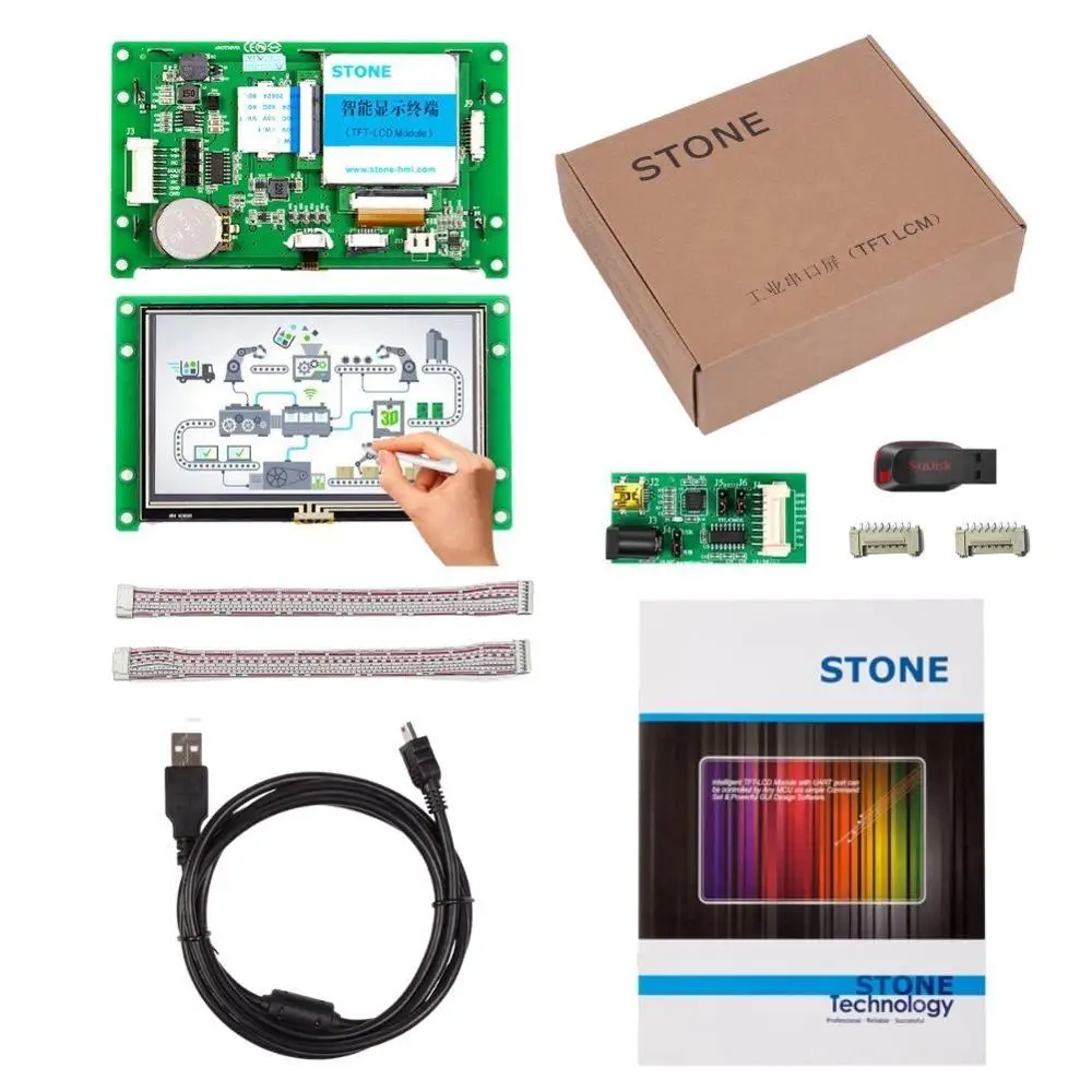 

RS232/ RS485/ TTL port industrial HMI control module 4.3" touch monitor