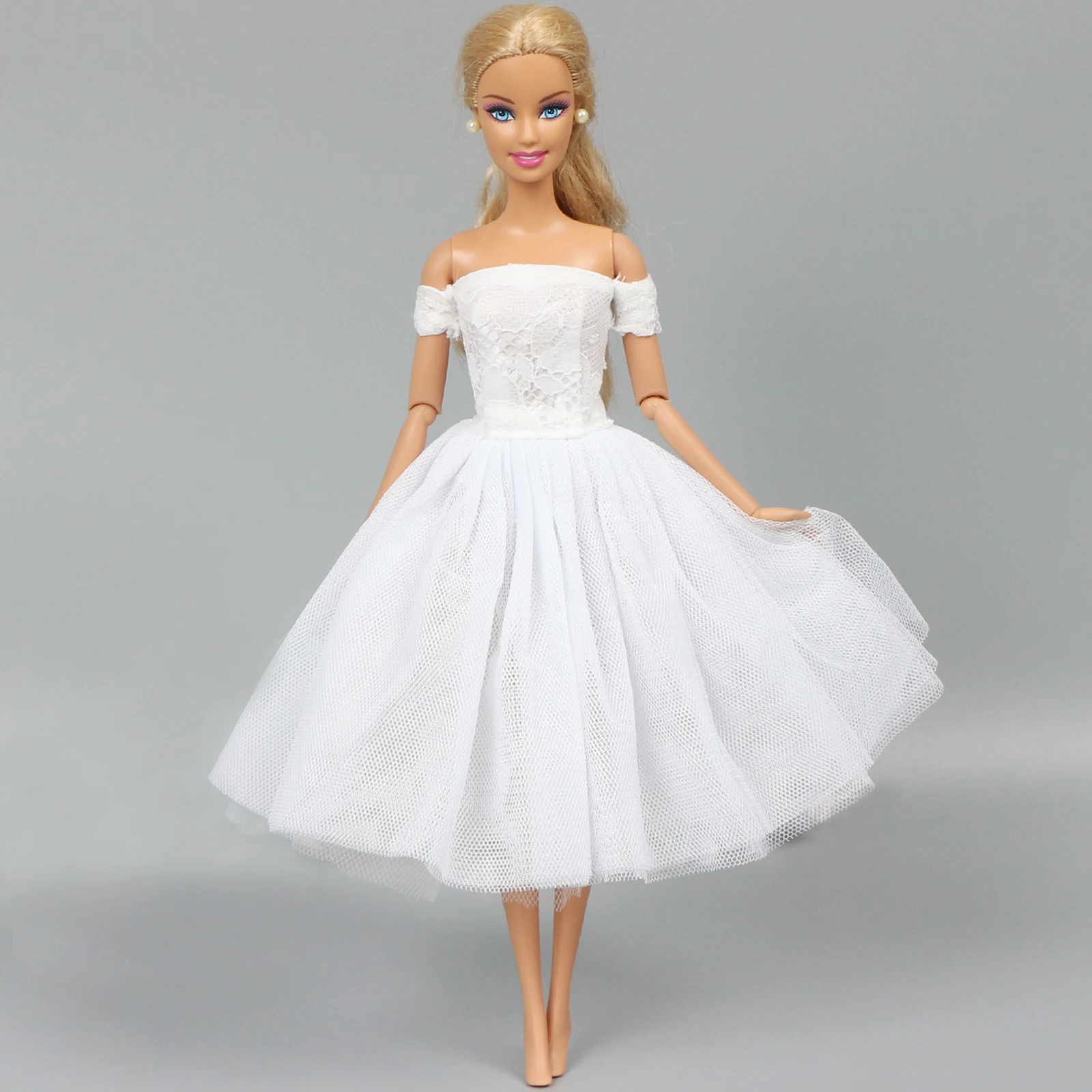 Stunning Pink Gown with Large Flowered White Lace Made to Fit Barbie Doll