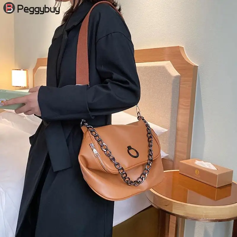 Модные женские сумки через плечо из искусственной кожи с цепочкой в стиле ретро, модные сумки через плечо для женщин