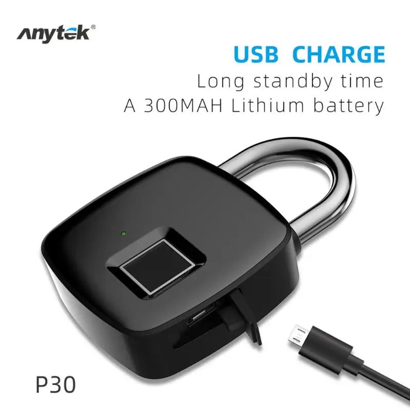 Anytek P30 отпечатков пальцев замок Противоугонный интеллектуальный замок без ключа для багажа чемодан рюкзак электронный замок IP54 Водонепроницаемый