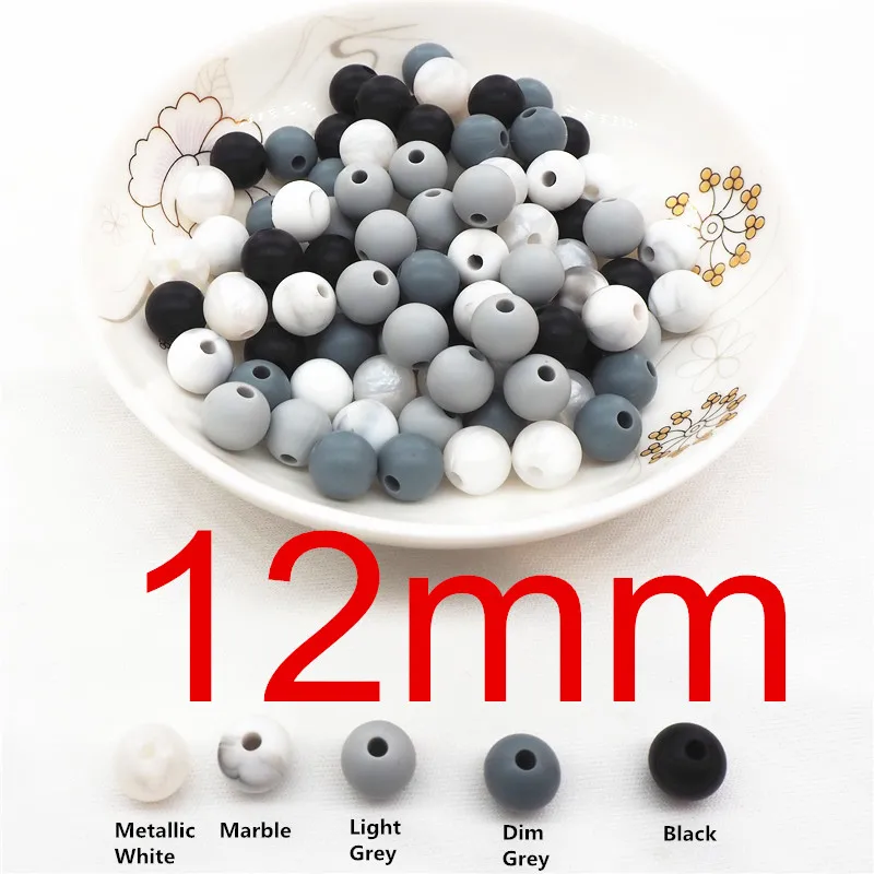 12mm Chenkai, 100 шт, 9 мм, 12 мм, 15 мм, силиконовые бусины для прорезывания зубов, сделай сам, Детская соска, пустышка, подвеска, ювелирное изделие, сенсорное Прорезывание Зубов, игрушка из бисера, BPA бесплатно - Цвет: 12mm