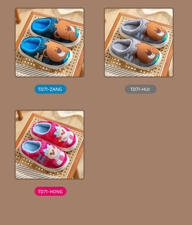 girls shoes Winter Cotton Outdoor Slippers Candy Color Cartoon With Children's Slippers Girl Male Baby Cute Home Shoes Warm Kids Miaoyoutong extra wide children's shoes