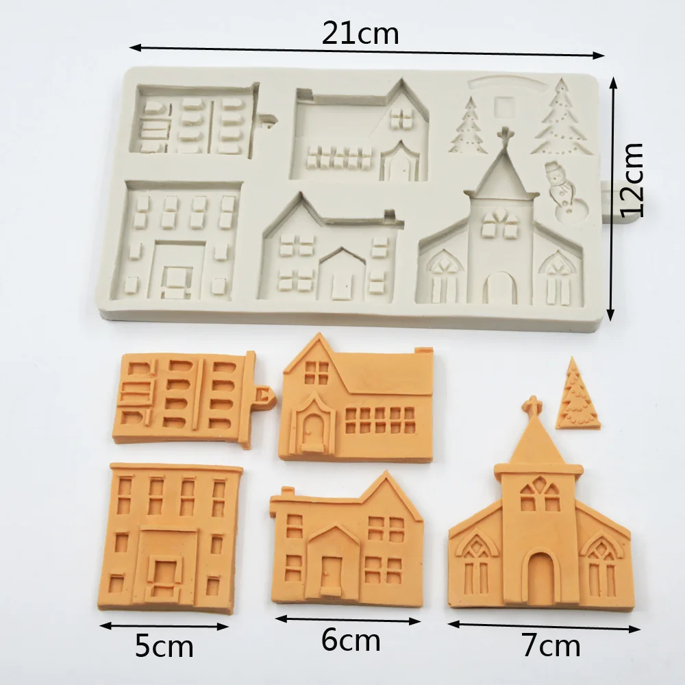 Рождественский домик, форма силиконовая форма для торта, форма для помадки торта, кружевная форма, рождественские инструменты для украшения торта, новогодние вечерние поставки