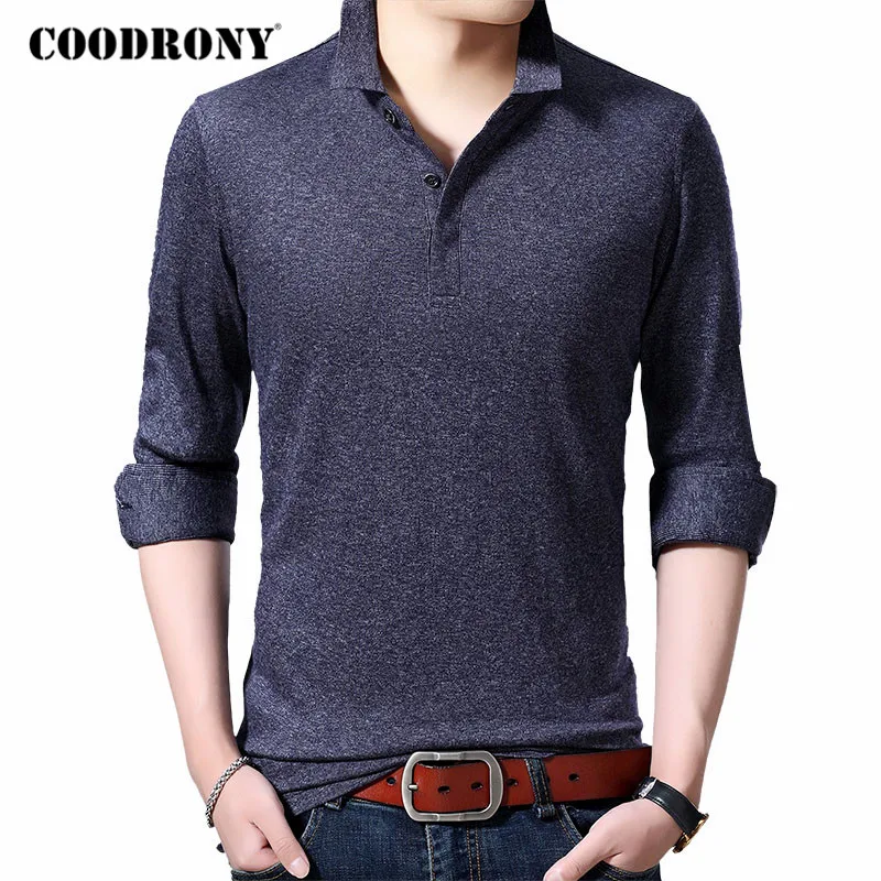 

COODRONY Brand T Shirt Men Clothes 2020 New Arrival Spring Autumn Tee Shirt Homme Turn-down Collar Long Sleeve T-Shirt Men C5020