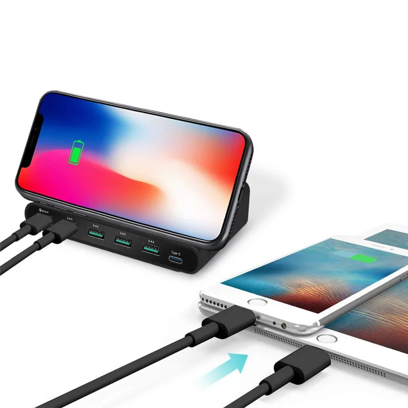 Cargador inalámbrico Tkey Qi para Iphone X 8 8Plus Multi USB Compatible con teléfono móvil de carga