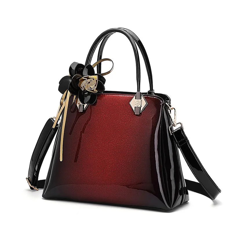 

2019 New Style Patent Leather Bright Surface WOMEN'S Bag Large Bag Nobility Handbag Flower Gradient Glorious Shoulder Oblique Ba