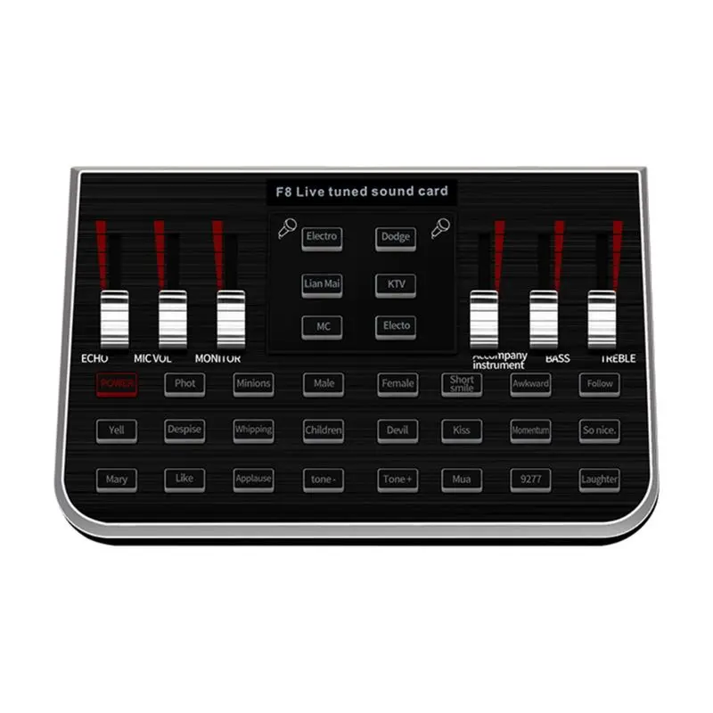 1 Set F8 Live Sound Card English Version 6 Modes Voice Mixer Microphone Webcast Entertainment Streamer for Phone PC | Электроника