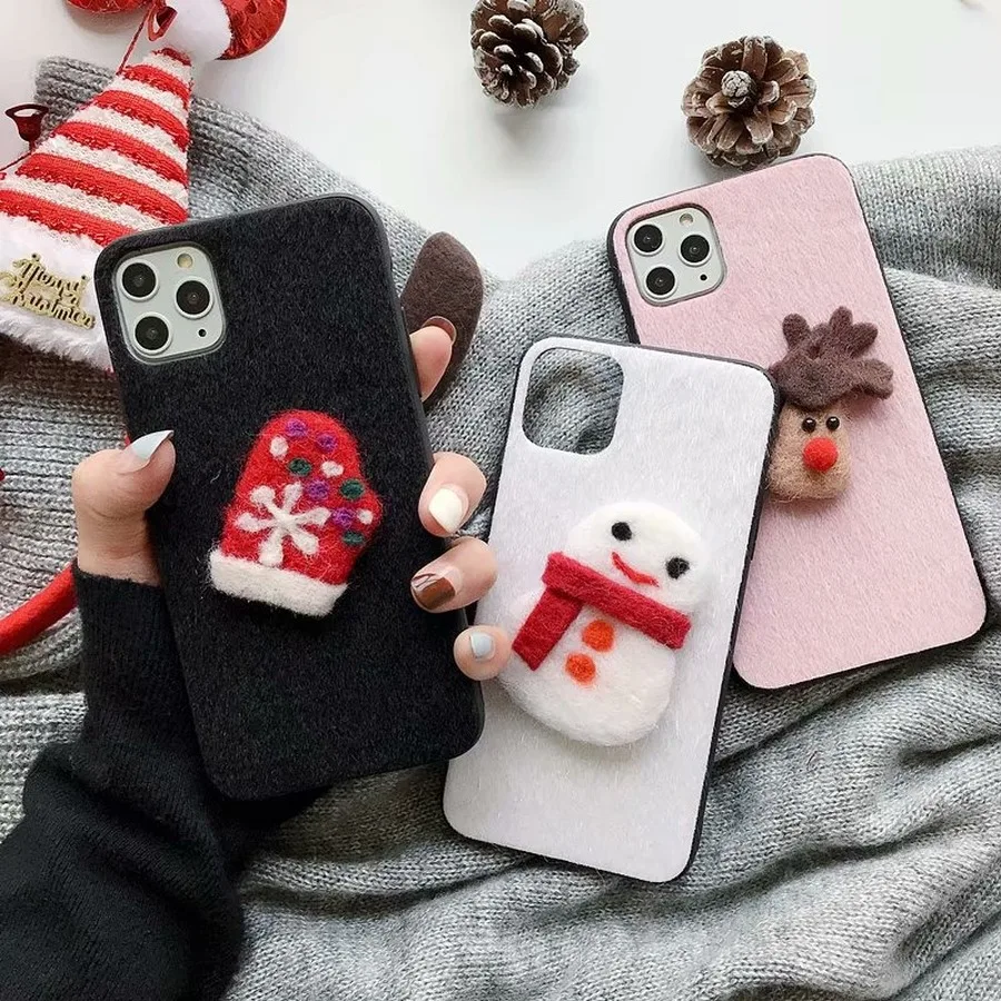

Christmas Deer Santa Claus Phone Case for Redmi Note 8 Case MI8 9 9T A2 Lite Warm Fur Back Cover for Redmi Note 6 7 K20 7A Coque
